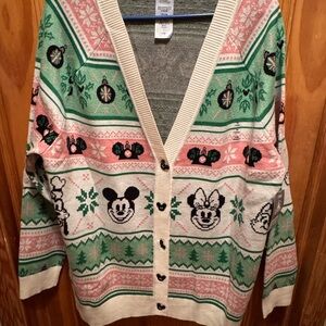 Disney Mickey Mouse and Friends Holiday Cardigan Sweater for Women X Large NWT